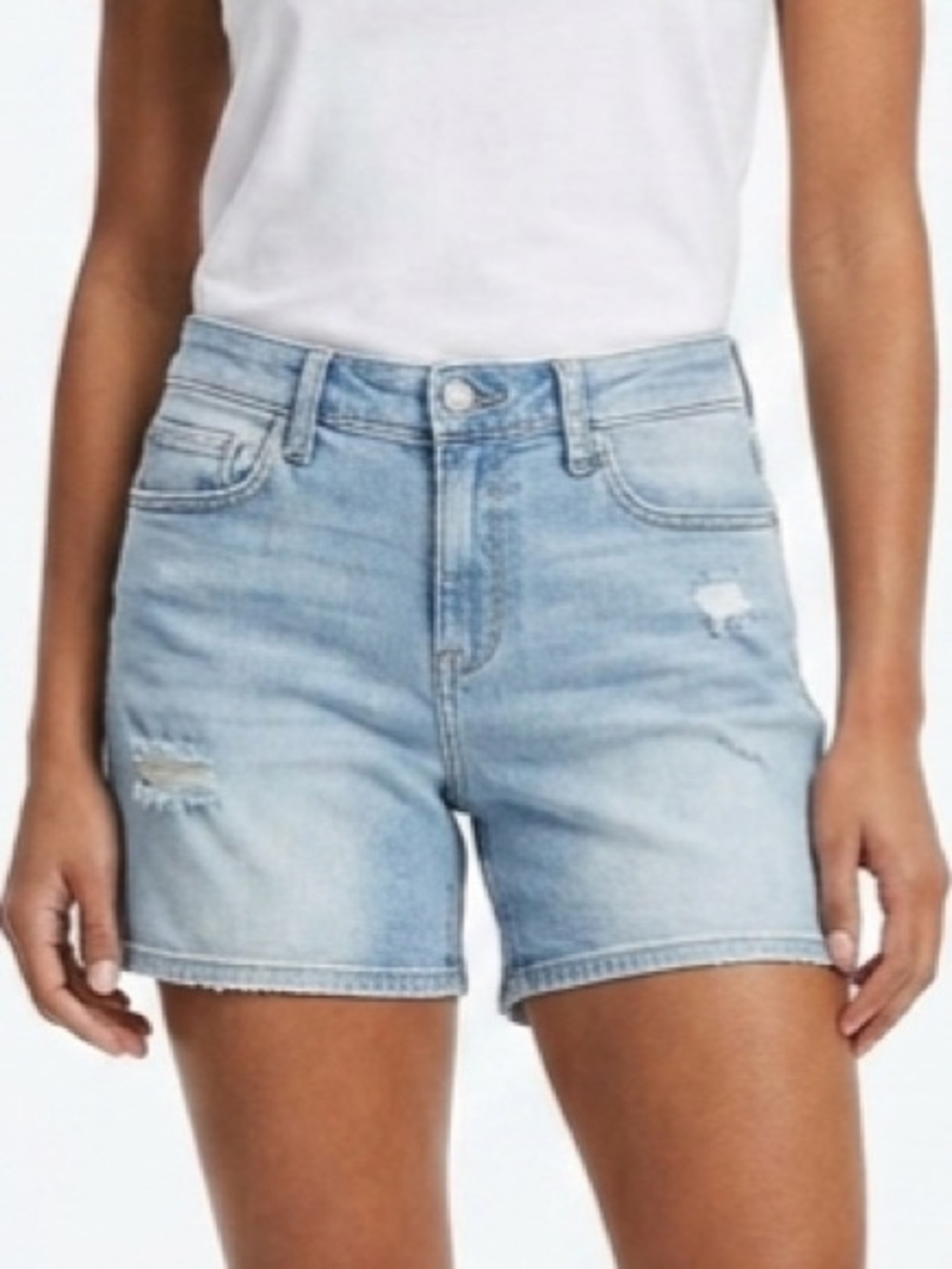 PILCRO Anthro Slim Boyfriend Distressed Denim Jean Shorts Light Wash size 28